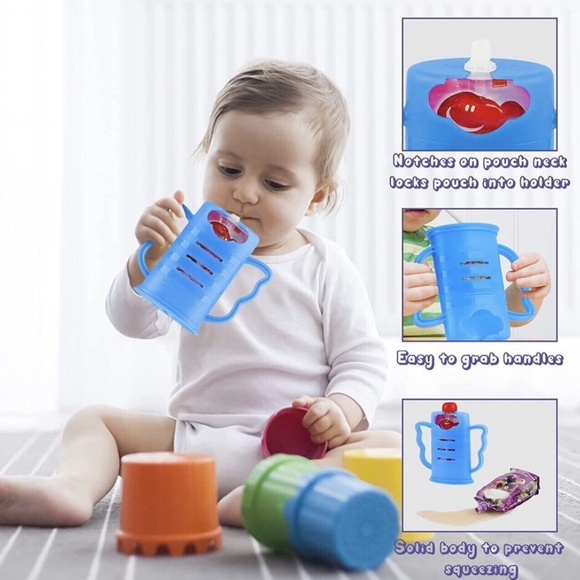 2 Piece Squeeze Proof Holder With Open Bottom For Food Pouches & Juice Box - Picture 9 of 15